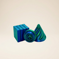 3-Piece Sensory Fidget Set - Blue – Slime Cube, Gyro Ring & Spiral Cone