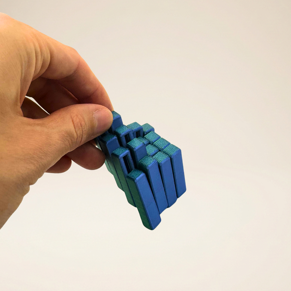 3-Piece Sensory Fidget Set - Blue – Slime Cube, Gyro Ring & Spiral Cone