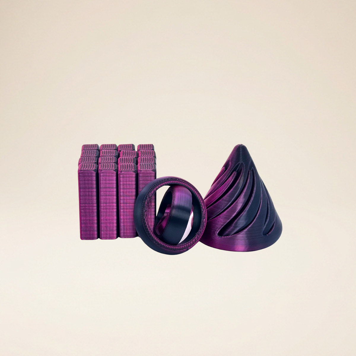 3-Piece Sensory Fidget Set - Pink – Slime Cube, Gyro Ring & Spiral Cone
