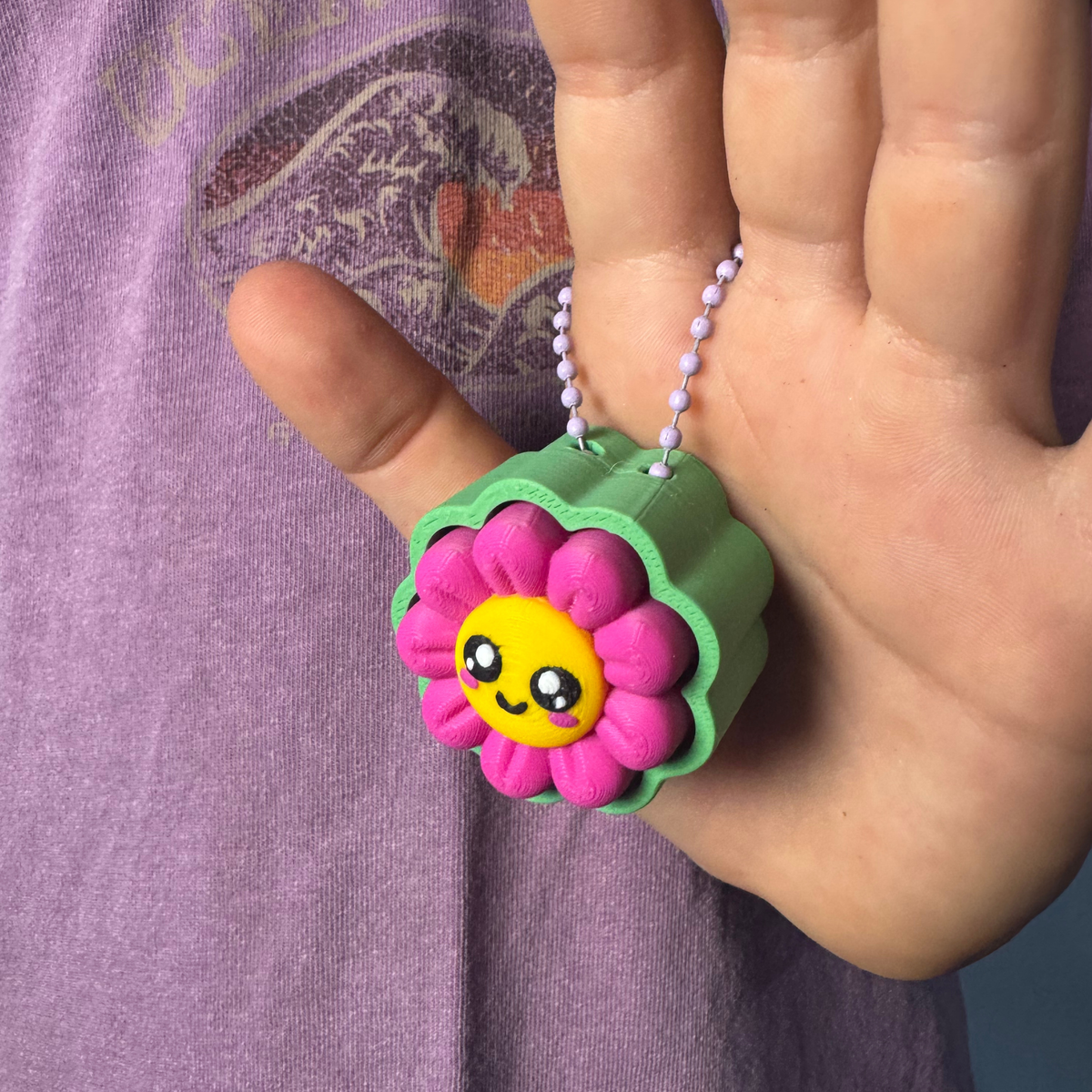 Flower Clicker Keychain – 3D Printed Kawaii Fidget Bag Charm