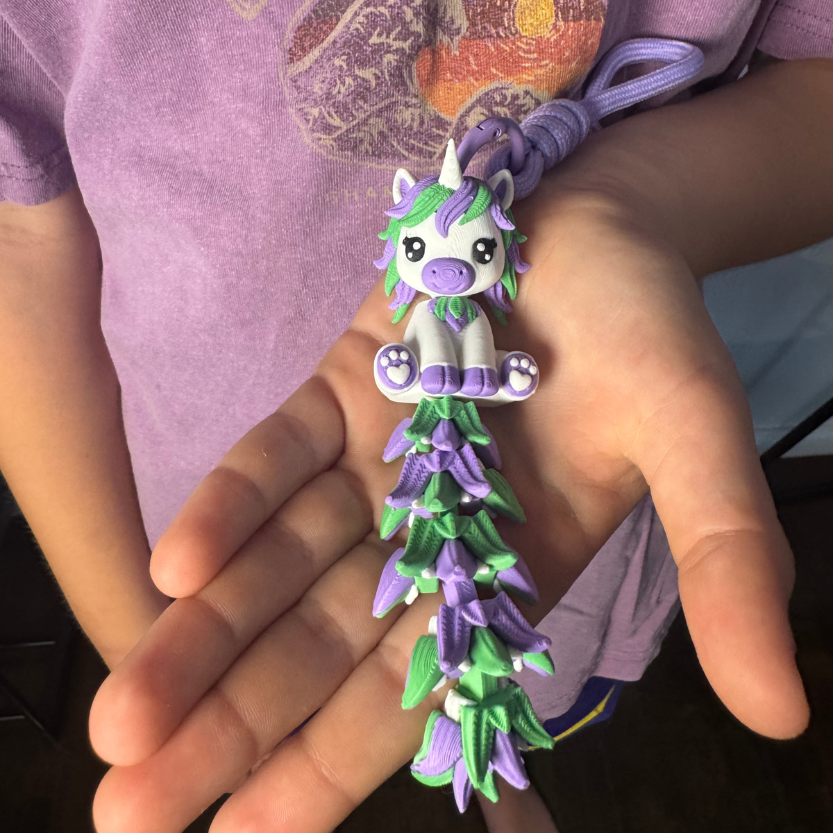 Fluffy Tail Unicorn Keychain – Articulated 3D Printed Bag Charm