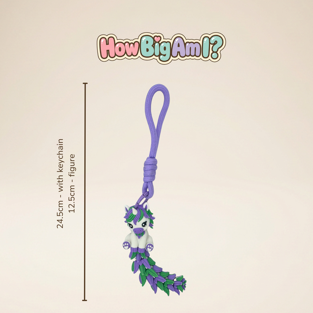 Fluffy Tail Unicorn Keychain – Articulated 3D Printed Bag Charm