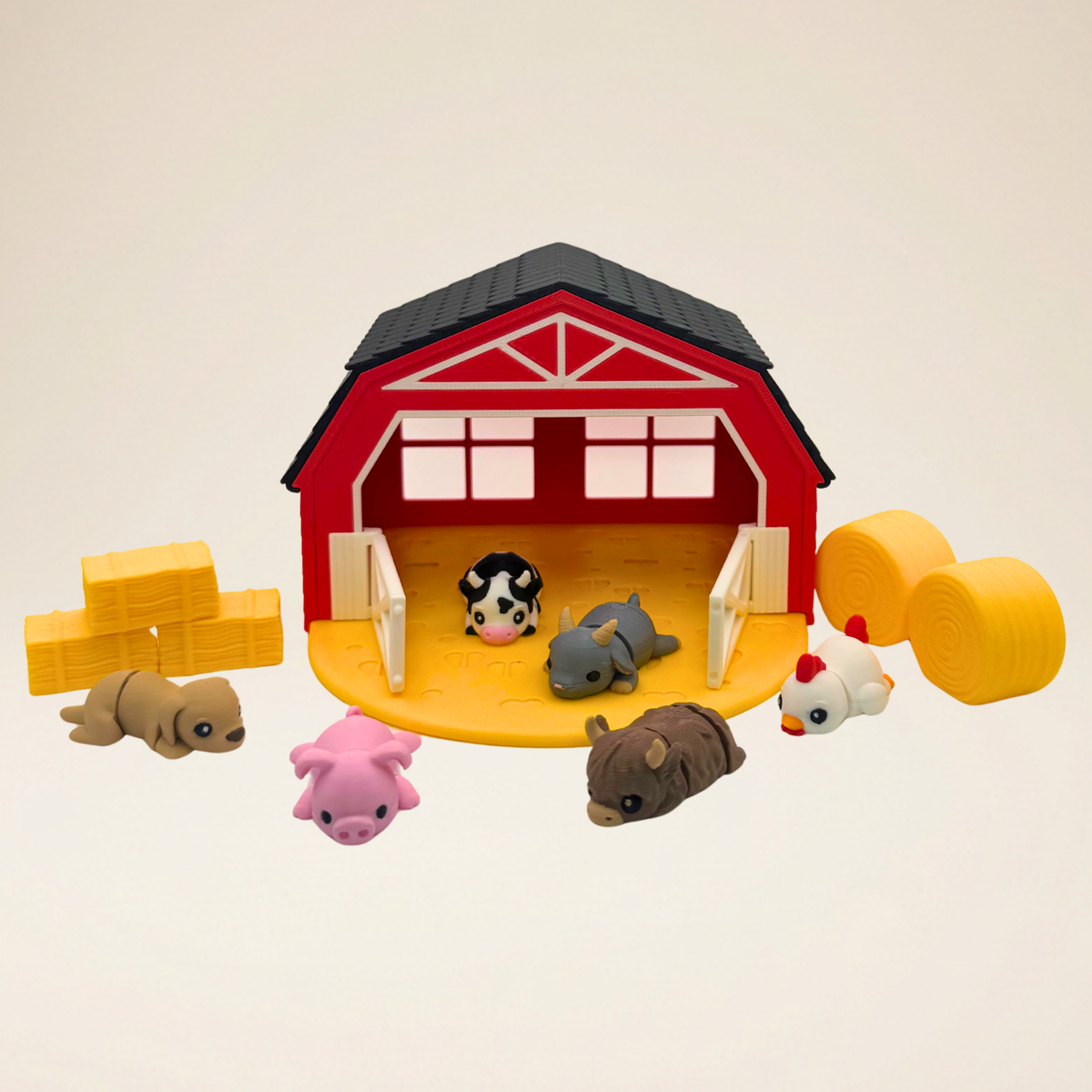Mini Farmyard Playset – 12-Piece 3D Printed Barn & Articulated Animals