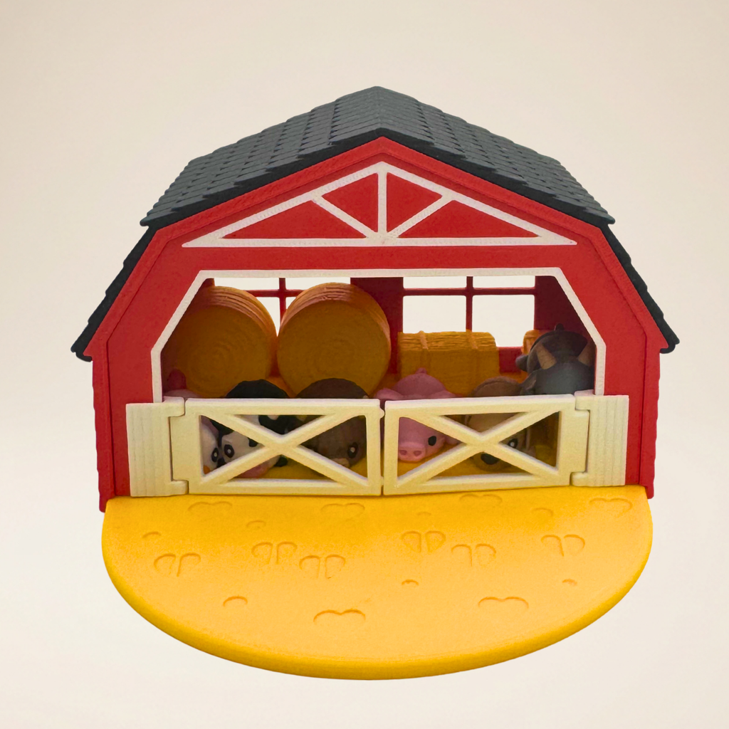 Mini Farmyard Playset – 12-Piece 3D Printed Barn & Articulated Animals