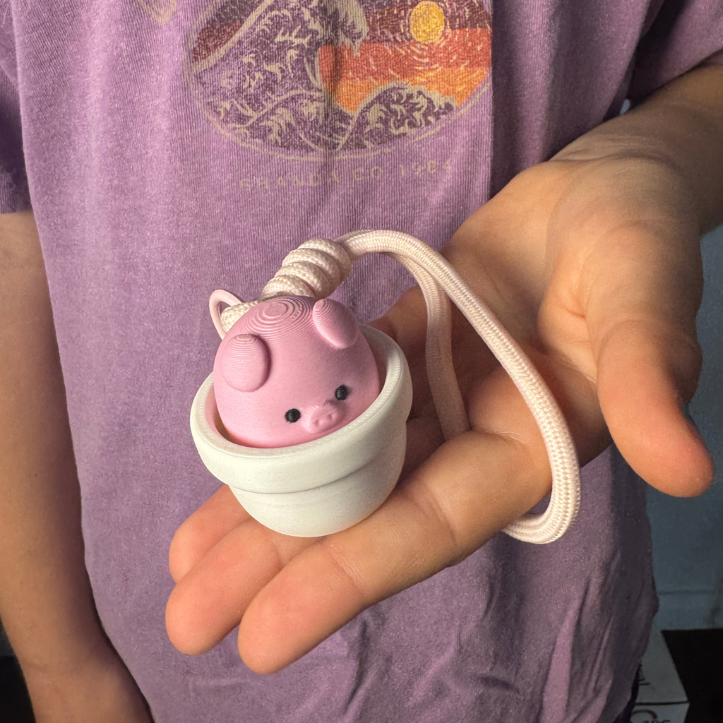 Pig in a Pot Clicker Keychain – 3D Printed Fidget Bag Charm