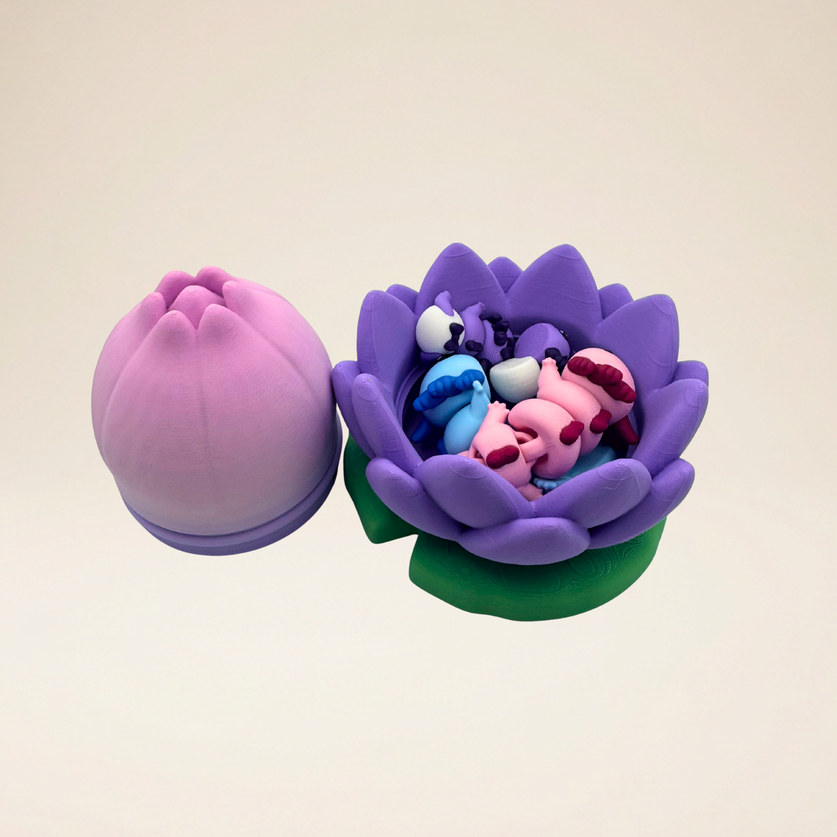 Axolotl Family Set – 5-Piece 3D Printed Articulated Mini Critters